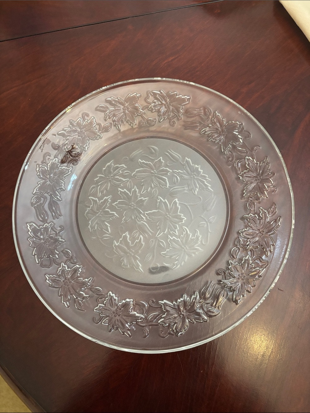 Princess House Clear Embossed Floral Glass Dinner Plate